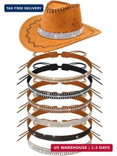 Hotop 6 Pcs Bling Rhinestone Hat Band Rhinestone Cowboy Hat Bands for Cowboy Hat