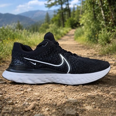 Nike Men's React Infinity Run Flyknit 3 Black/White Running Shoes Size 12
