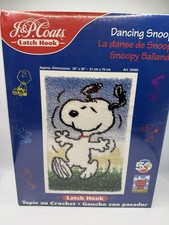 New J P Coats Latch Hook Dancing Snoopy Peanuts Rug Kit 25080