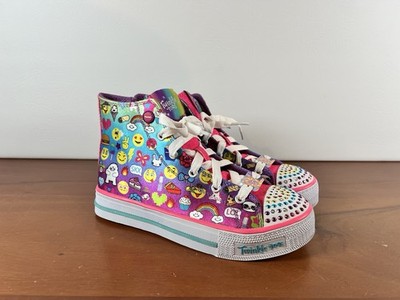 ☺︎︎︎︎☺︎︎︎︎☺︎︎︎︎ New Skechers Girls' Twinkle Toes High Tops Emojis Sparkle Dust