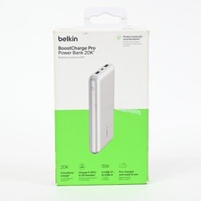 Belkin 20000mAh Power Bank 15W USB-A  USB-C - Silver Phone Charger - Open Box