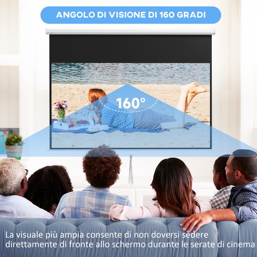 HOMCOM Telo Proiettore 100" Rapporto 16:9 Fissaggio a Muro e Soffitto Bianco - Afbeelding 6 van 10