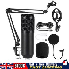 USB Condenser Microphone Live Streaming Studio Recording Gaming Kit +Mic Mount