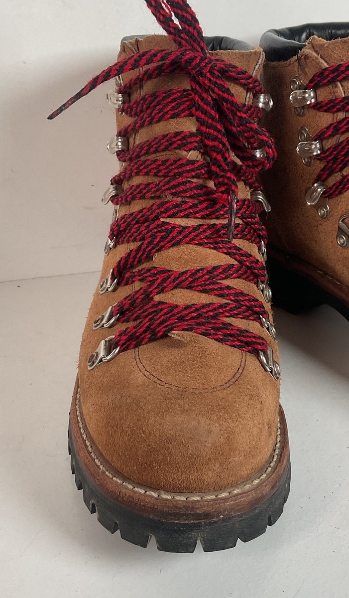 Vintage Herman USA Mountaineering Boots Vibram Lug Sole Men\'s 9.5 Brown Suede Vintage Herman Mountaineering Boots Brown Leather Vibram  main image 3