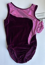 GK Elite Gymnastics Leotard Adult Large Shimmering Top with Scrunchie Plum/Pink