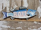 VINTAGE BAIT PORCELAIN SIGN OLD DIECUT FISH TACKLE SHOP FISHING STORE BASS SPORT