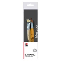 Pinselset Marabu 5-Teilig Flach & Rund Fsc Holz FüR Schule Hobby Malen