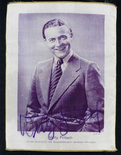 24x18 cm XL Portrait Willy Fritsch auf SEIDE Lande Werbung 1931 mit Autogramm