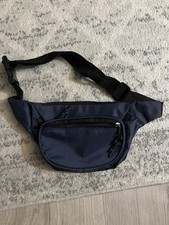 Navy Blue Nylon Fanny Pack Adjustable Black Strap Waist Belt Bag Zip Pockets