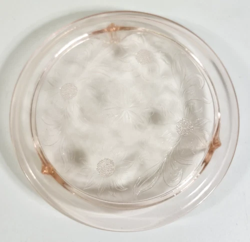 Vintage Jeanette Glass Pink Depression Glass Sunflower Footed Cake Plate