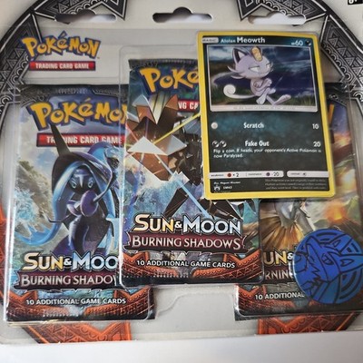 Pokemon TCG Sun & Moon Burning Shadows Booster Blister - sealed 3 packs Meowth