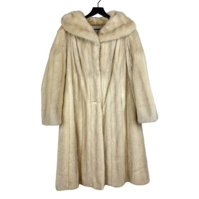 Vintage AZURENE Natural Pale Grey Mink Fur Coat Long Fits M/L