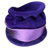 VTG 1940/50s Purple Cloche Ladies Hat Genuine Velour Satin Ribbon Union Made