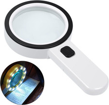 AIXPI Magnifying Glass with Light, 30X Handheld Large Magnifying Glass