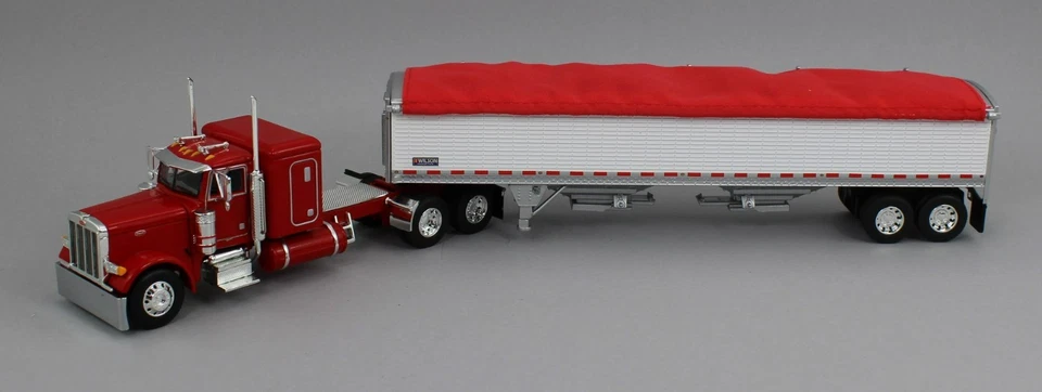 1:64 DCP *RED* Peterbilt 379 48" Flattop & Wilson Grain Trailer NIB - Image 2 of 4