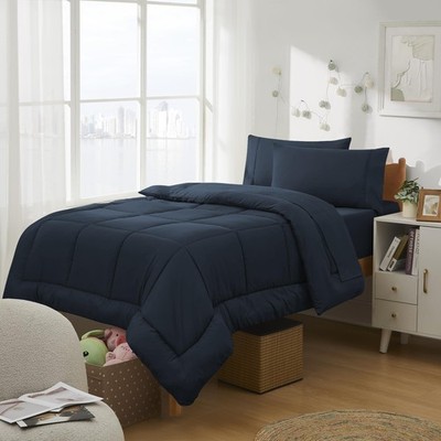Dorm Room Essentials College Bedding Comforter Set 5 Piece Twin XL Size Bed i...