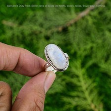 Valentines Sale Sterling Silver Rainbow Moonstone Gemstone Crown Chakra New Ring