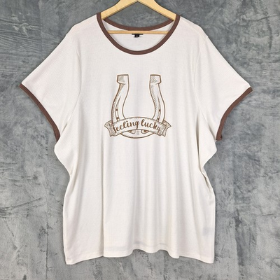 #ad Torrid Top 5X Feeling Lucky Horseshoe Ribbed Western Equestrian Horses Cowgirl $22.00