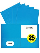Folders with Pockets 25 Pack, Blue , 2 Pocket Folders Fit Letter Size Paper, ...