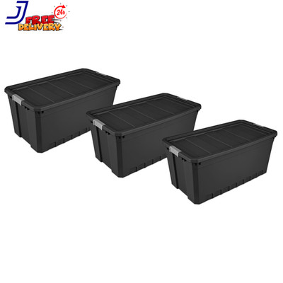3 Pack 50 Gal Storage Stacker Tote Container Plastic Large Bin Box Organizer