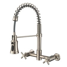 Wall Mount Kitchen Faucet, 8 Inch Center Wall Mount Faucet with Pull Down Spr...