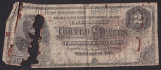 USA 2 $ Silber Zertifikat 1886 (stark beschädigt aber sehr selten) #9