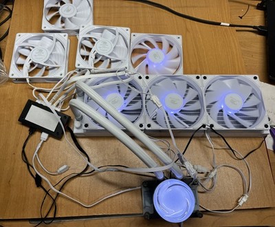 iBUYPOWER 360mm Liquid CPU Cooler AIO White + 120mm RGB Fans & Hub