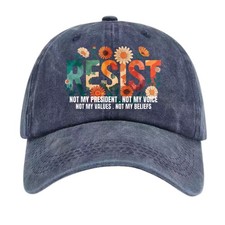 Unisex Distressed Washed Dad Hat Resist Floral Empowering Graphic Adjustable Cap