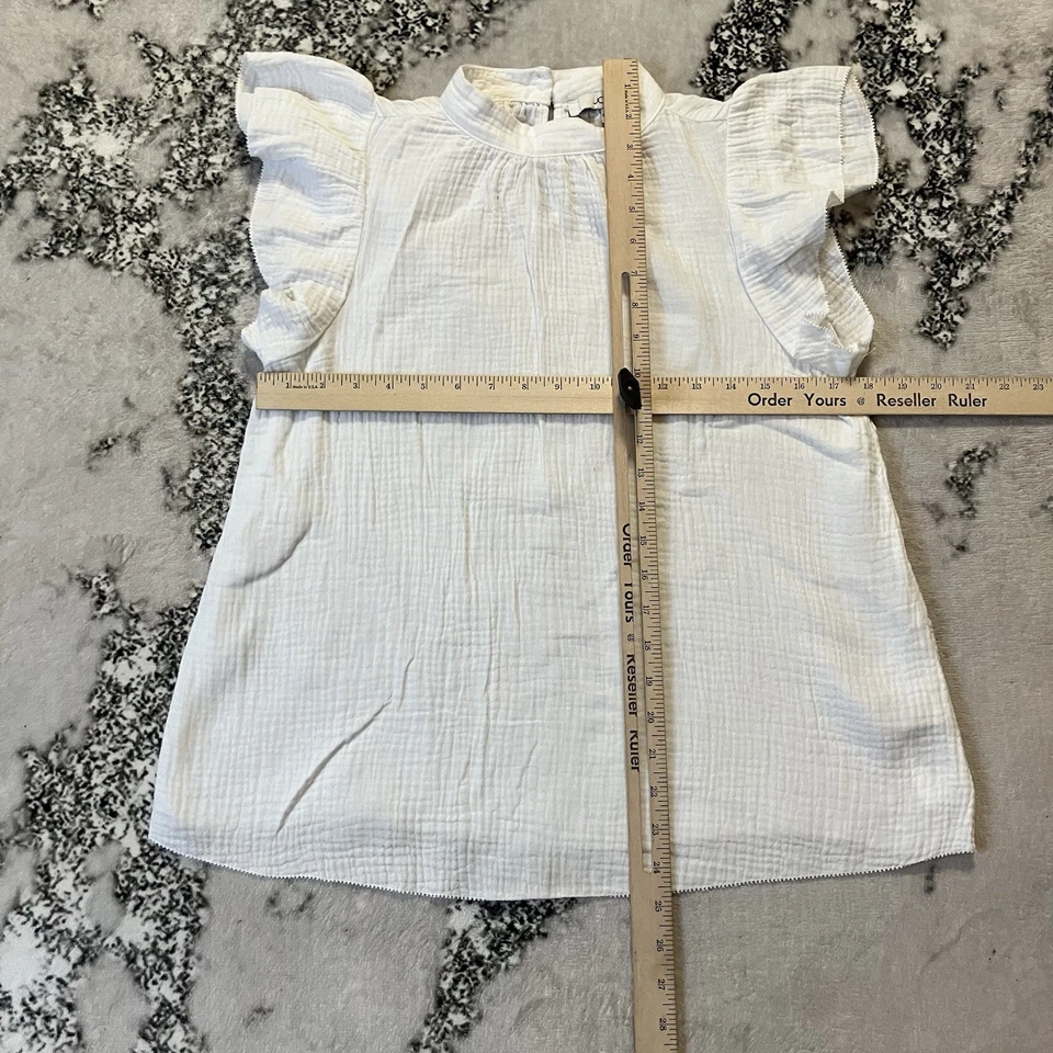 Camisa Joes Mujer Talla XS Blanca Gasa Arrugada Top Mangas Volantes Ligera Foto 3 de 4