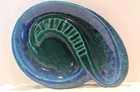 Vintage Royal Haeger 153 USA Green/Blue Drip Glaze Kidney Ceramic Ashtray Glossy
