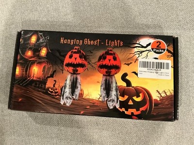 Hanging Ghost Lights Halloween Jack-O-Lantern 2 Pack NEW