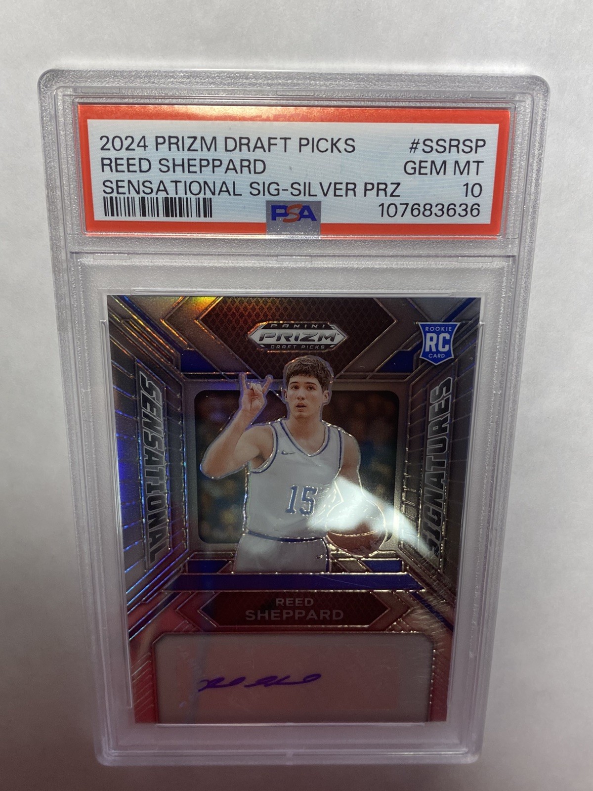 2024 Prizm Draft Reed Sheppard Sensational Signatures Silver Prizm Auto PSA 10