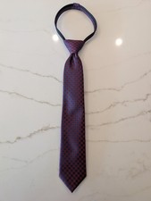 Cat  Jack Boys Necktie in M/L Navy Blue, Dark Red Plaid Zipper Tie