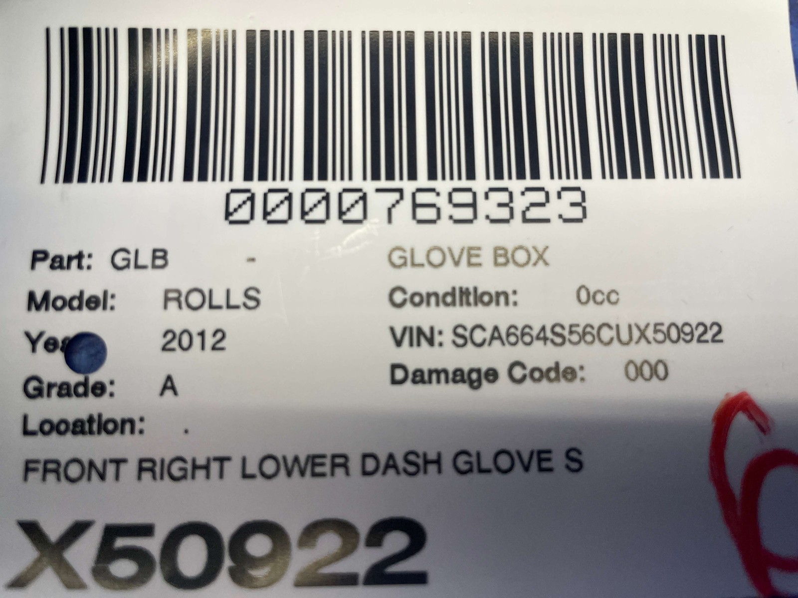 Rolls-Royce Ghost 2009-2014 Right Lower Glove box