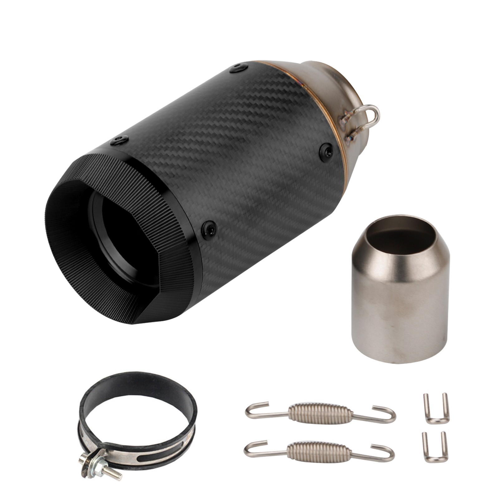 2" Universal Motorcycle Slip-on Muffler Exhaust Pipe Tail Tips Carbon Fibre 51mm