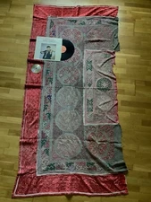 Antique Kazak Mongol Turk Asia Yurt Carpet Red Big Embroidery Handmade Tapestry