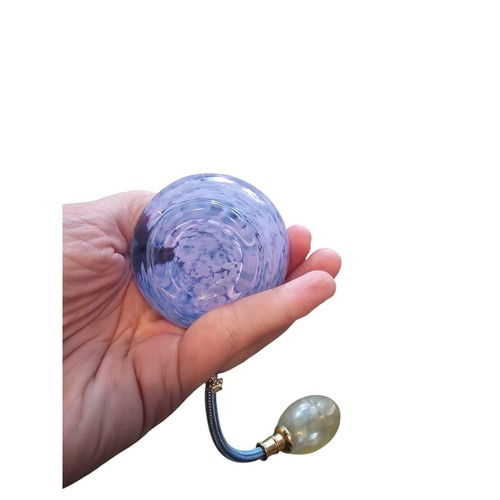 Vtg. Caithness Scottish Purple Blue Glass Perfume Bottle Atomizer, 5” Tall - Picture 4 of 5