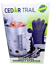Cedar Trail Durable Charcoal Chimney Starter with Flame Resistant Gloves