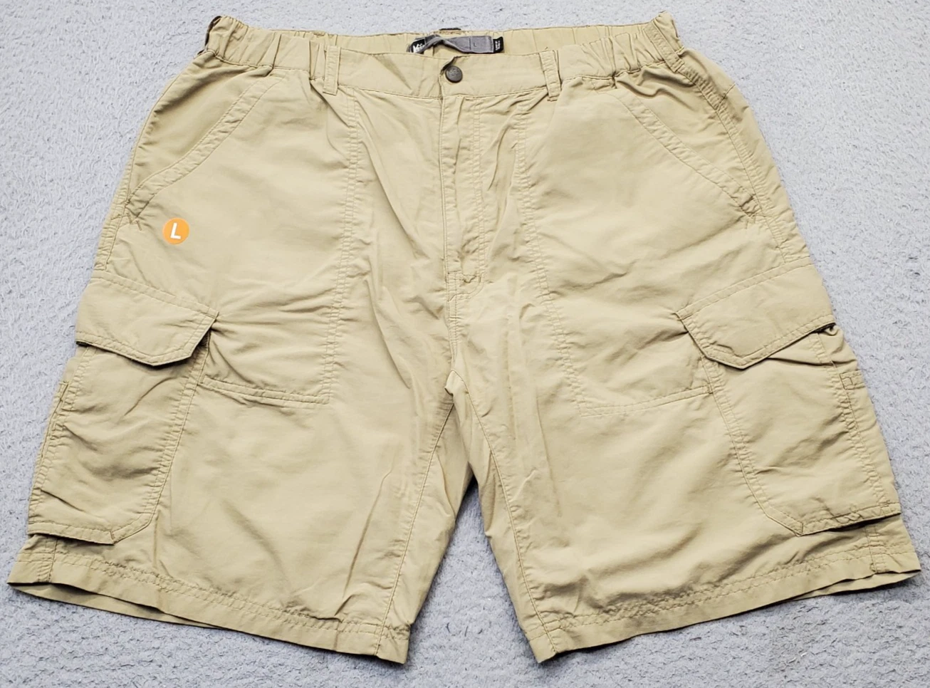 REI Cargo Shorts Mens Large Tan Stretch Utility Pockets Outdoor Hiking Travel