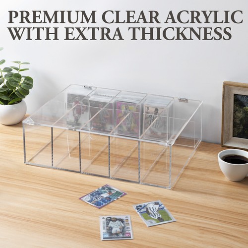 5 Slot Clear Acrylic Collectors Sports Card Storage Box, Trading Cards Organizer - Picture 5 of 7