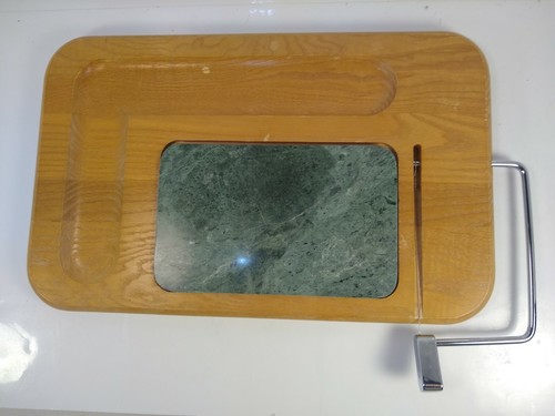 Vintage Cornwall USA Wood & Marble Cheese Cutting Board w/slicer