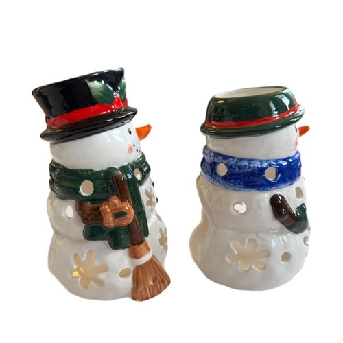 Yankee Candle Ceramic Mr. & Mrs. Snowman Tea light Votive Candle Holder Set - Picture 6 of 8