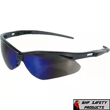 KLEENGUARD NEMESIS SAFETY GLASSES BLACK FRAME BLUE MIRROR LENS SUNGLASSES 14481