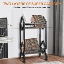 Black Vinyl Record Stand Easily to Assembly Vinyl Storage Rack for Bedroom