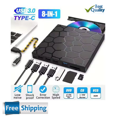 External CD/DVD Drive Laptop DVD Player CD Burner USB 3.0 for PC & MAC