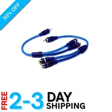 2 Pcs RCA Splitter Cable, 1 Male to 2 Female - Clear Blue, Noise-Reducing Design