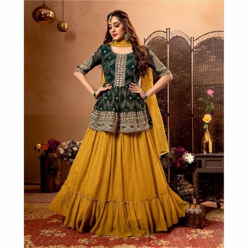 STITCHED TOP LONG KURTI CHOLI LEHENGA 