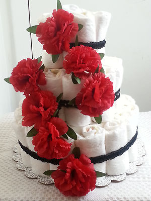black and white diaper cake