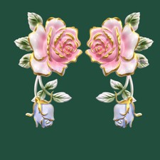 1 Paire En Applique PVC Fleur Rose Ornementale Décal En Coin Murale