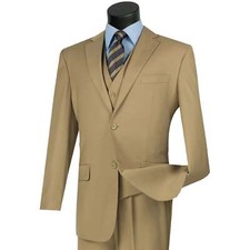 BIG  TALL Men's Khaki 3-Piece 2-Button Classic-Fit Suit NWT